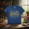 Garden Naked funny gardening t-shirt with floral wreath and gardening tools graphic