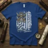 Gasparilla T-Shirt featuring a pirate skull with crossed swords and waves, designed with a distressed American flag background