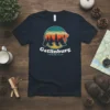 Gatlinburg Tennessee retro bear and forest design on a navy t-shirt