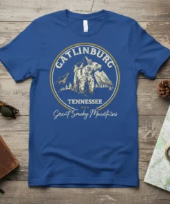 Gatlinburg Tennessee Great Smoky Mountains t-shirt design with a bear and mountains graphic