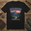 Gatlinburg Tennessee mountain landscape t-shirt with sunset and river design