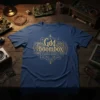 Gdd Boombox Gus Davis Designed Suitcase Speaker T-Shirt featuring retro audio graphic in gold on a navy blue tee