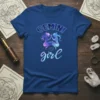 Gemini Girl T-Shirt featuring celestial artwork with two intertwined figures and stars, representing the Gemini zodiac sign