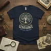 Genealogy It's All Relative T-Shirt with a detailed family tree graphic and vintage fonts