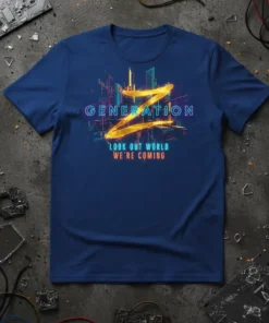 GENERATION Z LOOK OUT text design featuring eye-catching typography on quality t-shirt