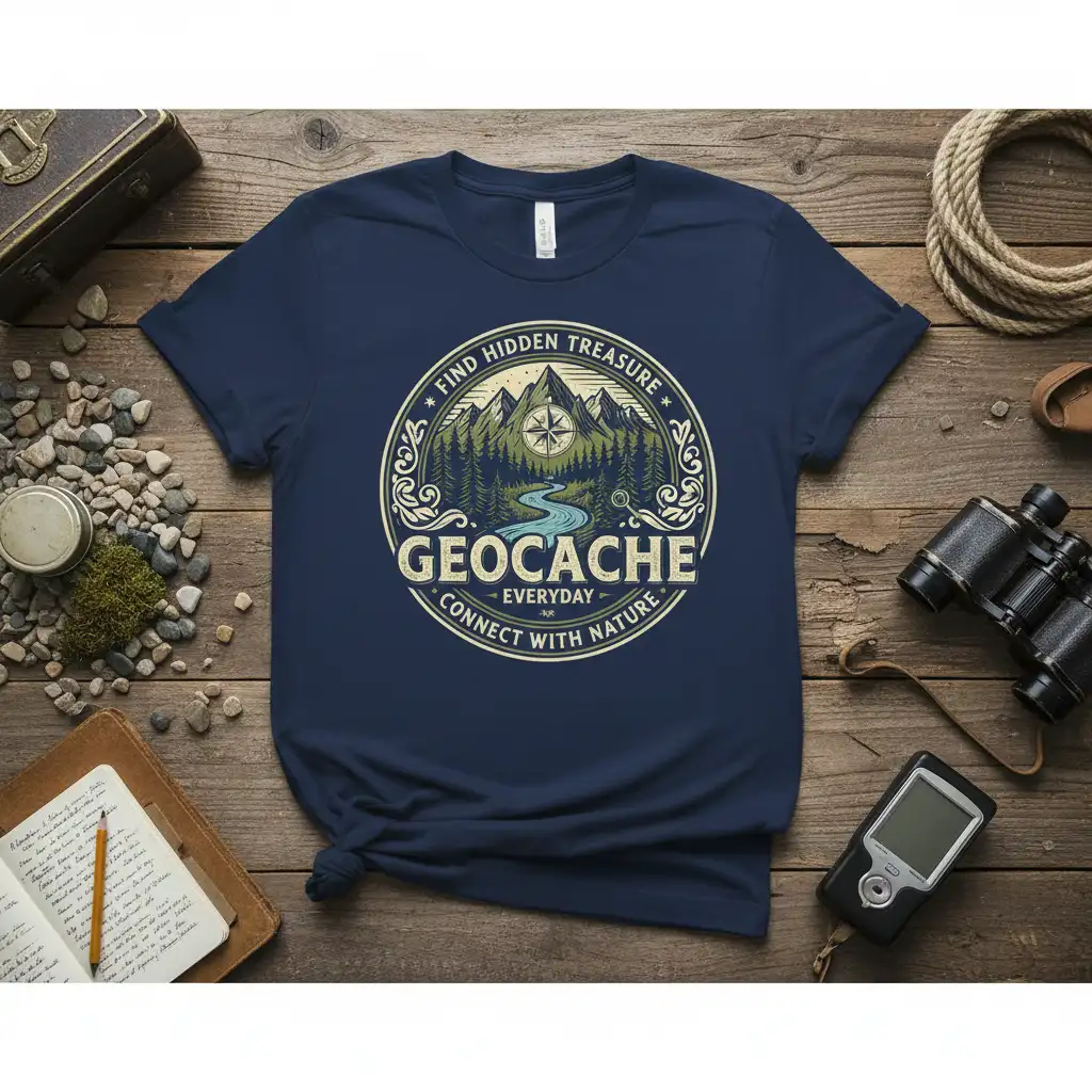 FIND HIDDEN TREASURE GEOCACHE quote printed with stylish graphic on comfortable cotton fabric t-shirt design