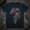 Geometric Horse Native American detailed graphic design printed on comfortable cotton t-shirt
