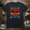 T-shirt with text "I Have Two Titles German And Dad And I Rock Them Both" and German flag colors