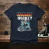 Germany Hockey T-Shirt featuring German flag colors and a hockey player in action