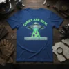Germs Are Real So Are UFOs t-shirt design with a flying saucer abducting germs and aliens, bright neon green text