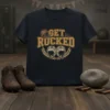 Get Rucked rugby t-shirt design featuring vintage helmets and laurel wreath graphic