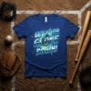 Get Your Glove Down! text with baseball glove graphic on a navy blue t-shirt, perfect for baseball players