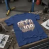 Get A Job text design with gears and engine parts, printed on a blue t-shirt