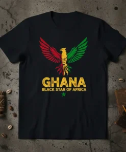 Ghana Black Star of Africa t-shirt design with a bold eagle graphic and distressed text