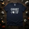 Ghost Paw t-shirt design featuring a heartbeat line with a ghost and a paw print, perfect for Halloween dog lovers