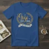 Gigi EST 2014 EST. NINE YEARS OF LOVE text design with golden laurel wreath and stars on a royal blue