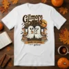 Gilmore Ghouls WHERE YOU HAUNT I will follow text with cute ghost couple, pumpkins, and books design on a white