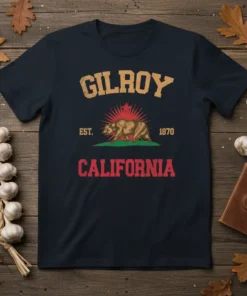 Gilroy California Bear T-Shirt unique graphic design printed on comfortable cotton t-shirt