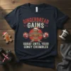 Gingerbread Gains Squat Until Your Gingy Crumbles T-Shirt with a gingerbread man lifting weights