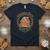 Gingerbread House Holiday Treats Christmas t-shirt design featuring a detailed gingerbread house and a gingerbread man