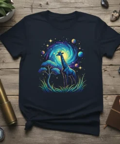 Giraffe Galaxy T-Shirt eye-catching graphic design printed on comfortable cotton t-shirt