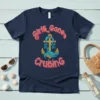 Girls Gone Cruising 2020 text with anchor and waves graphic on a navy blue t-shirt