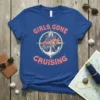 Girls Gone Cruising 2023 t-shirt with anchor, compass, and floral design in coral text