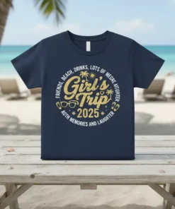 Girl's Trip 2025 FRIENDS, text design featuring creative typography on quality t-shirt