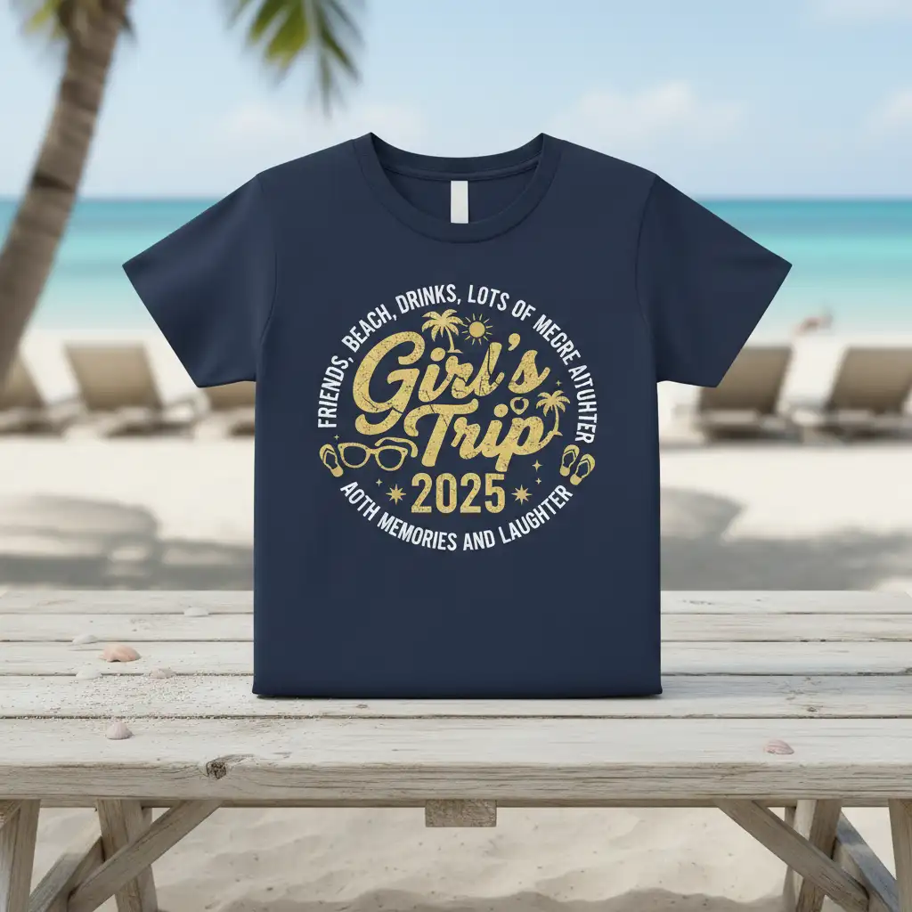 Girl's Trip 2025 FRIENDS, quote printed with stylish graphic on durable material t-shirt design