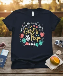 Making Memories Together Girls Trip 2025 eye-catching graphic design printed on comfortable cotton t-shirt