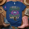 Give The Cancer The Boot t-shirt design with pink ribbons and a cowboy boot graphic