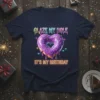 Glaze My Hole It's My Birthday T-Shirt with a purple heart donut graphic and neon text