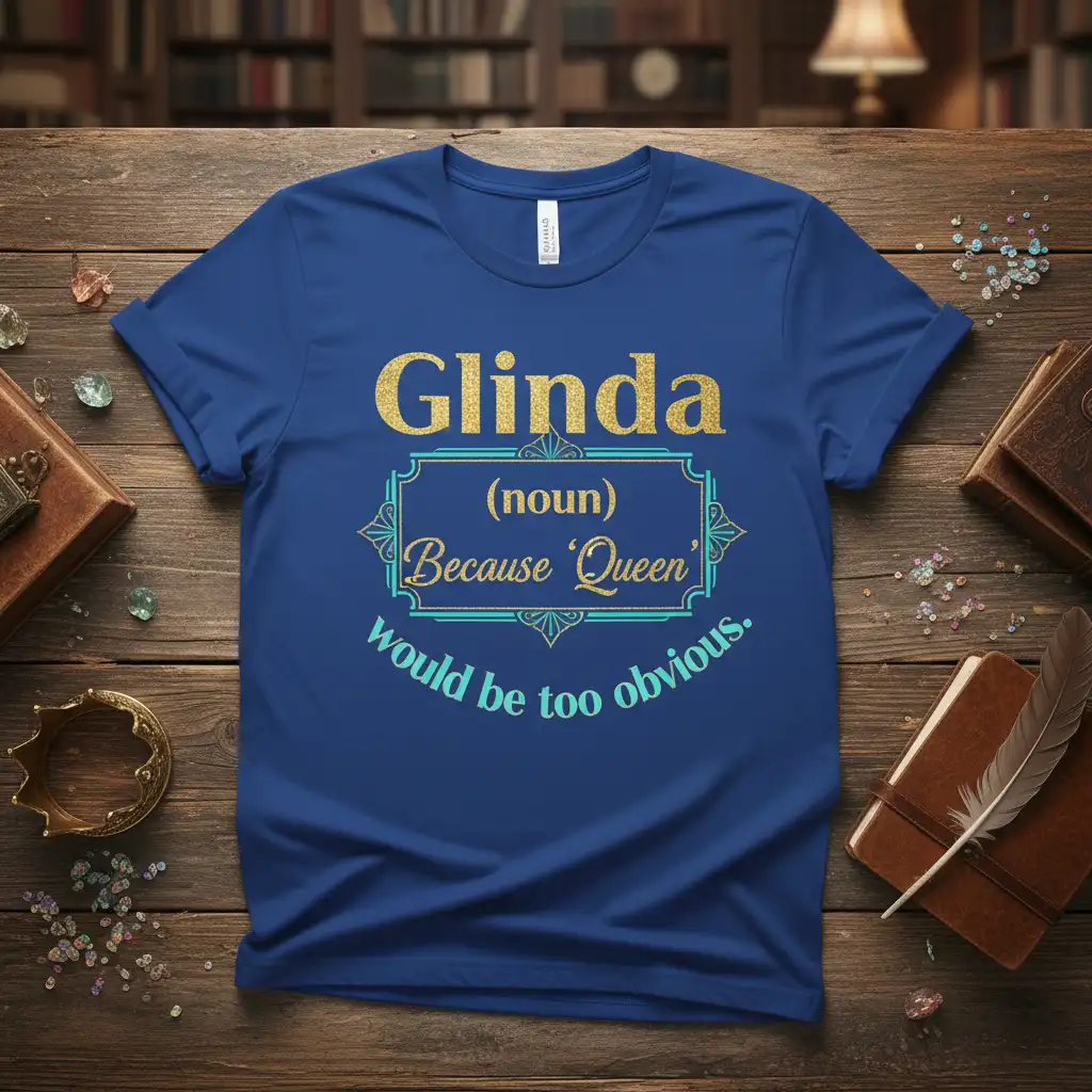 Glinda (noun) Because 'Queen' quote printed with stylish graphic on comfortable cotton fabric t-shirt design