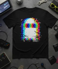 Glitched Ghost Gaming unique graphic design printed on comfortable cotton t-shirt