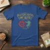 Gluten Hates My Guts t-shirt design with distressed text and a graphic of digestive system reacting to red swirl