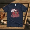 GO Cardinals baseball fan t-shirt featuring a cool bird mascot wearing sunglasses and a cap