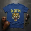 Go Get'Em tiger graphic t-shirt with motivational slogan and fierce tiger illustration