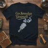 Go Smudge Yourself. text with a detailed sage smudge stick illustration and colorful smoke on a black t-shirt