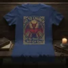 Graphic tee with text "GO TO CHURCH Or the Devil will Will Get You!" featuring a red devil illustration with