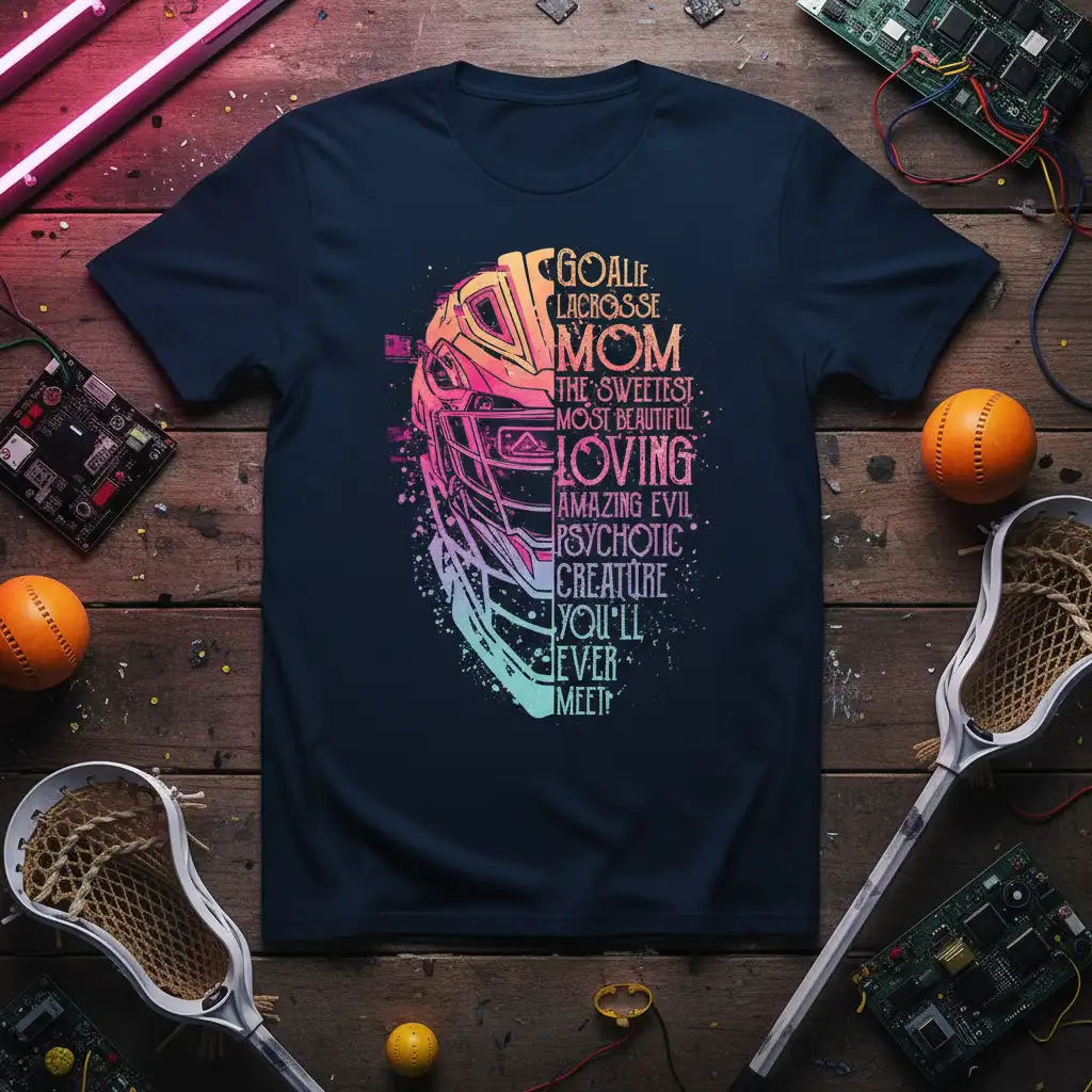 GOALIE LACROSSE MOM THE quote printed with bold typography on comfortable cotton fabric t-shirt design