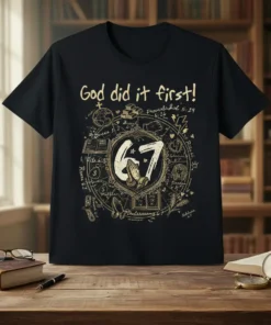 God did it first 67 stylish graphic design printed on comfortable cotton t-shirt