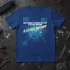 God Forbid A White Boy Get A Little Motion quote on a blue t-shirt with a retro computer circuit board