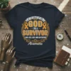 Dark navy t-shirt with "By the Grace of God God I'm A Survivor Limb Loss and Limb Difference Awareness" text