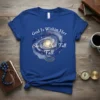 Christian t-shirt with "God Is Within Her She Will Not Fall Fall Psalm 46:5" text over a galaxy graphic