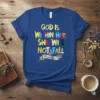 God Is Within Her She Will Not Fall T-Shirt with Psalm 46:5 quote in colorful typography