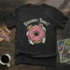 Black t-shirt featuring the text "Goddamn, Donut!" above a cartoon donut wearing crowns and being held by clawed hands