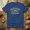 Golden Meadow Louisiana EST 1839 t-shirt design featuring vintage collegiate text and swamp landscape graphic