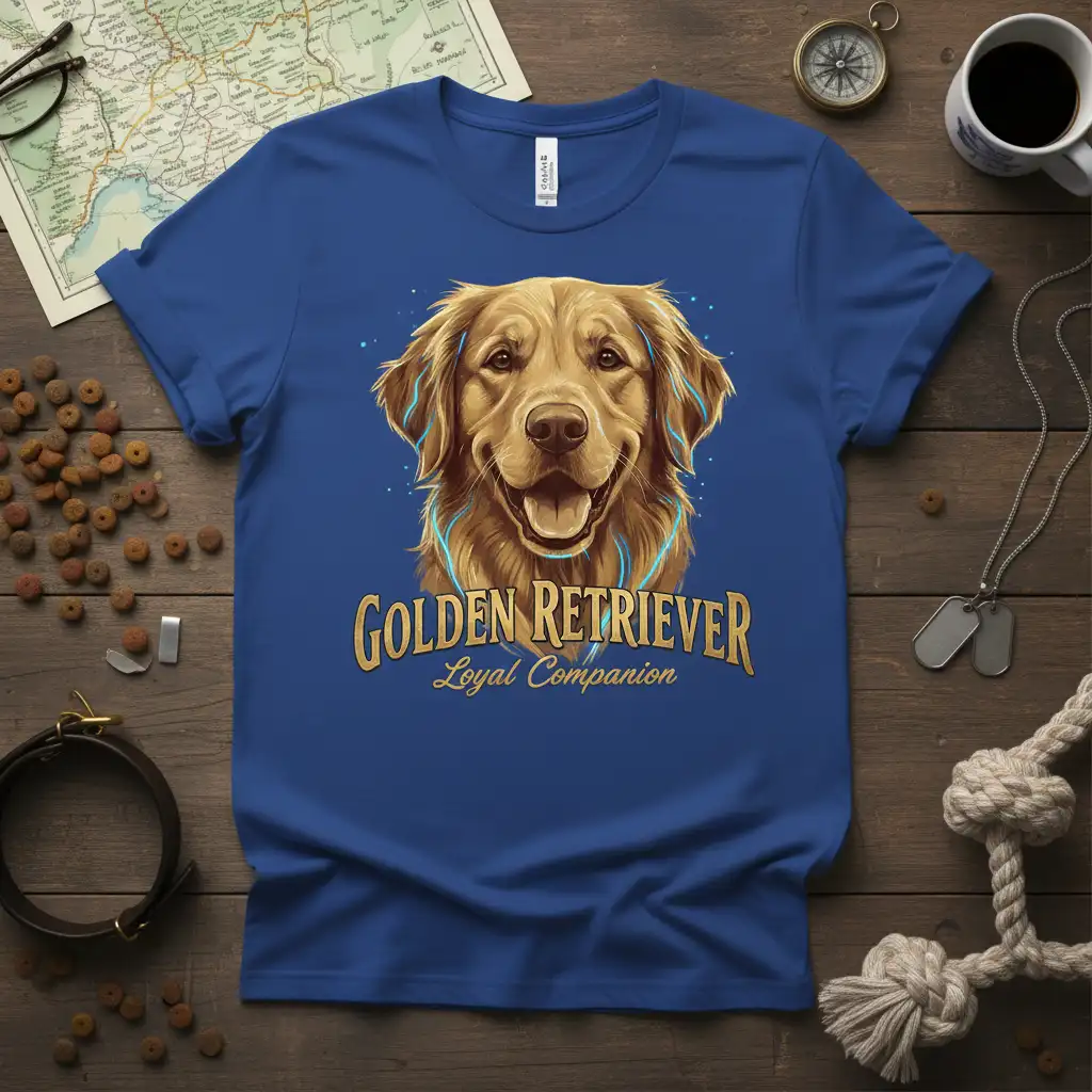 Golden Retriever Loyal Companion detailed print printed on comfortable cotton fabric creating a standout t-shirt