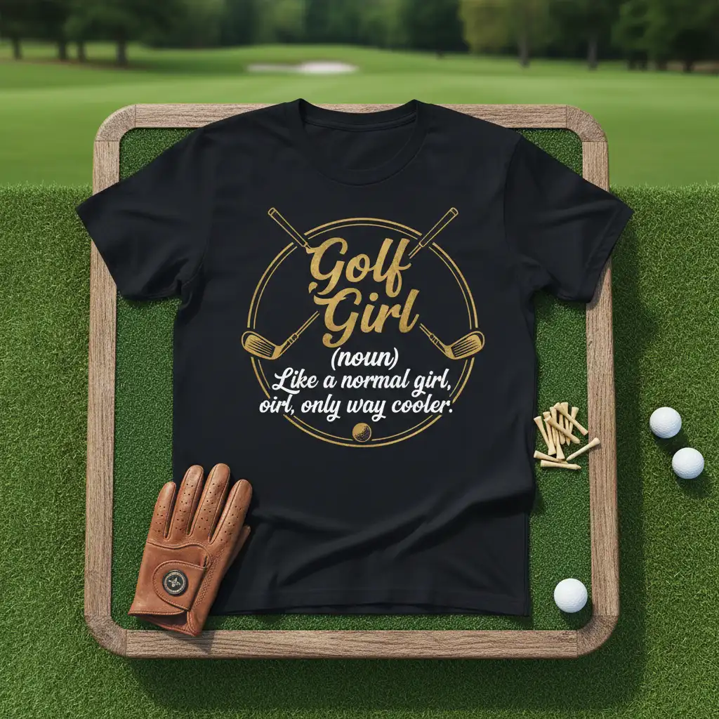 Golf Girl (noun) Like quote printed with bold typography on comfortable cotton fabric t-shirt design