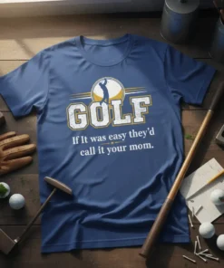 Golf T-Shirt with text "GOLF If It was easy they'd call it your mom." featuring a golfer silhouette